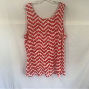 Free 2 Luv Pink/White Chevron Tank w/ Bow on Back